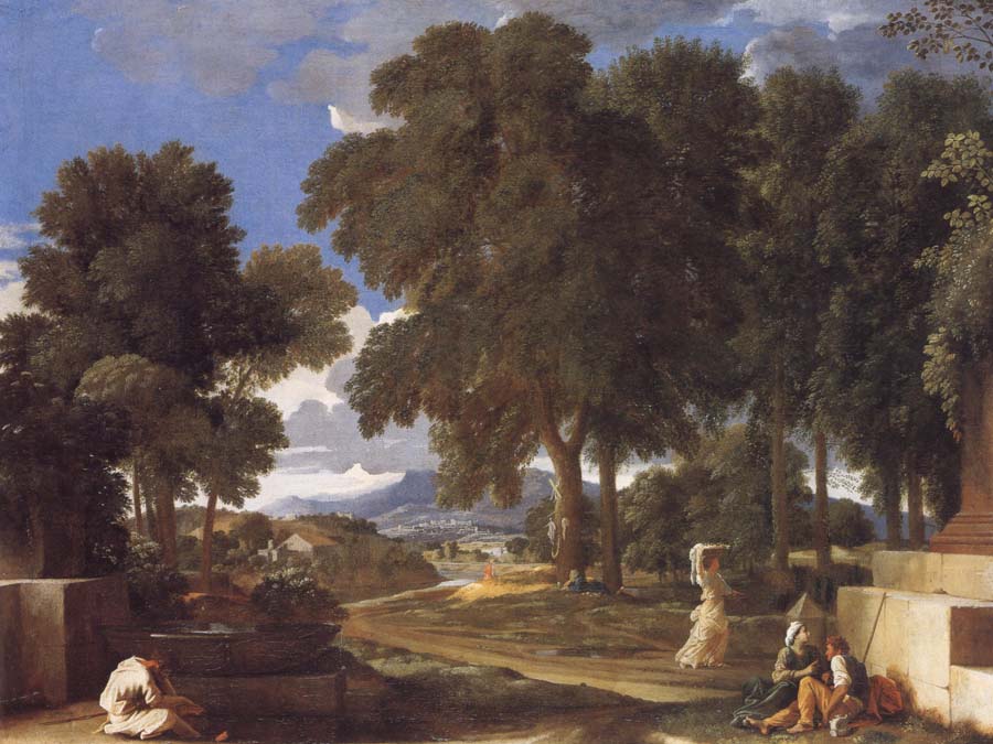 Nicolas Poussin Landscape with a Man Washing His Feet at a Fountain